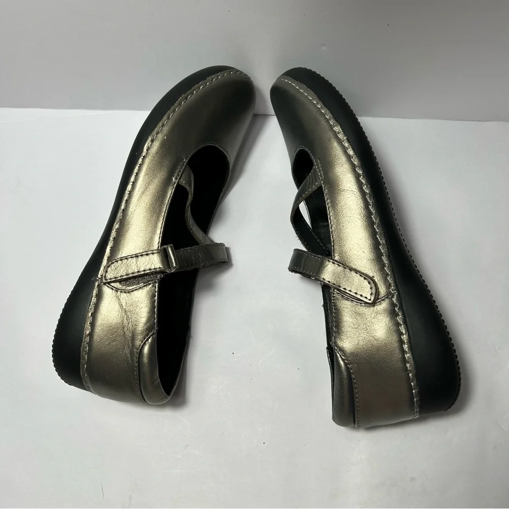 Vionic Orthaheel Judith Shoes Womens 7.5US Gray Silver Mary‎ Jane Flats Strappy